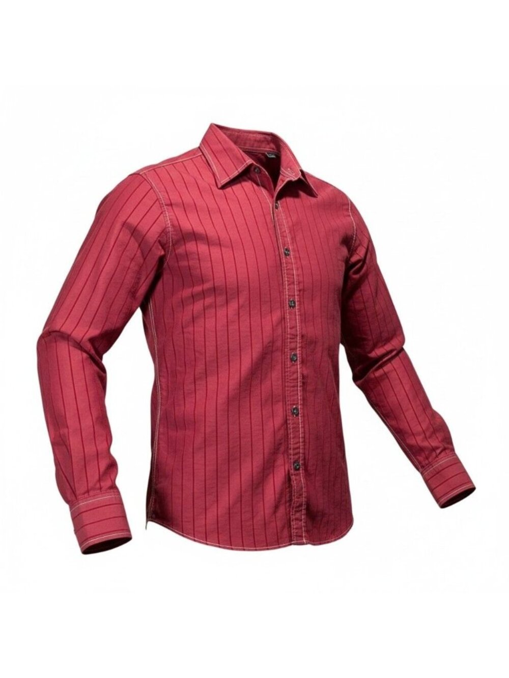 Mens Button Long Sleeve Dress Shirt Medium Red Pin Striped By Cultura Internatio